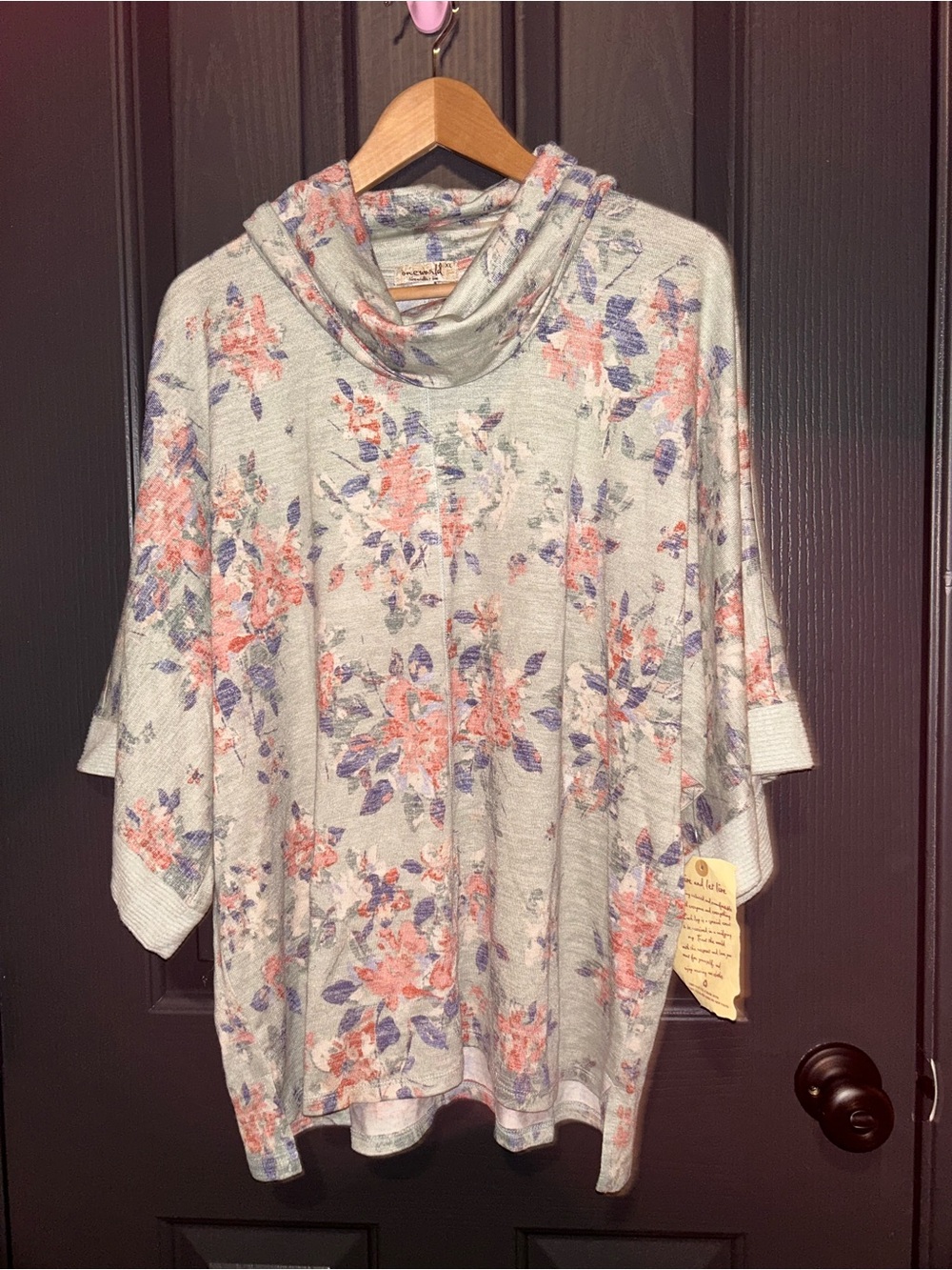 One World Super Soft Cowl Neck 3/4 Sleeve Blouse